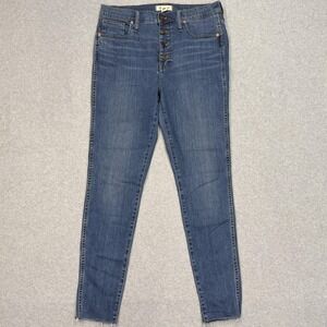Madewell Jeans Womens 31 Tall (34x31) High Rise Skinny Blue Button Fly Stretch